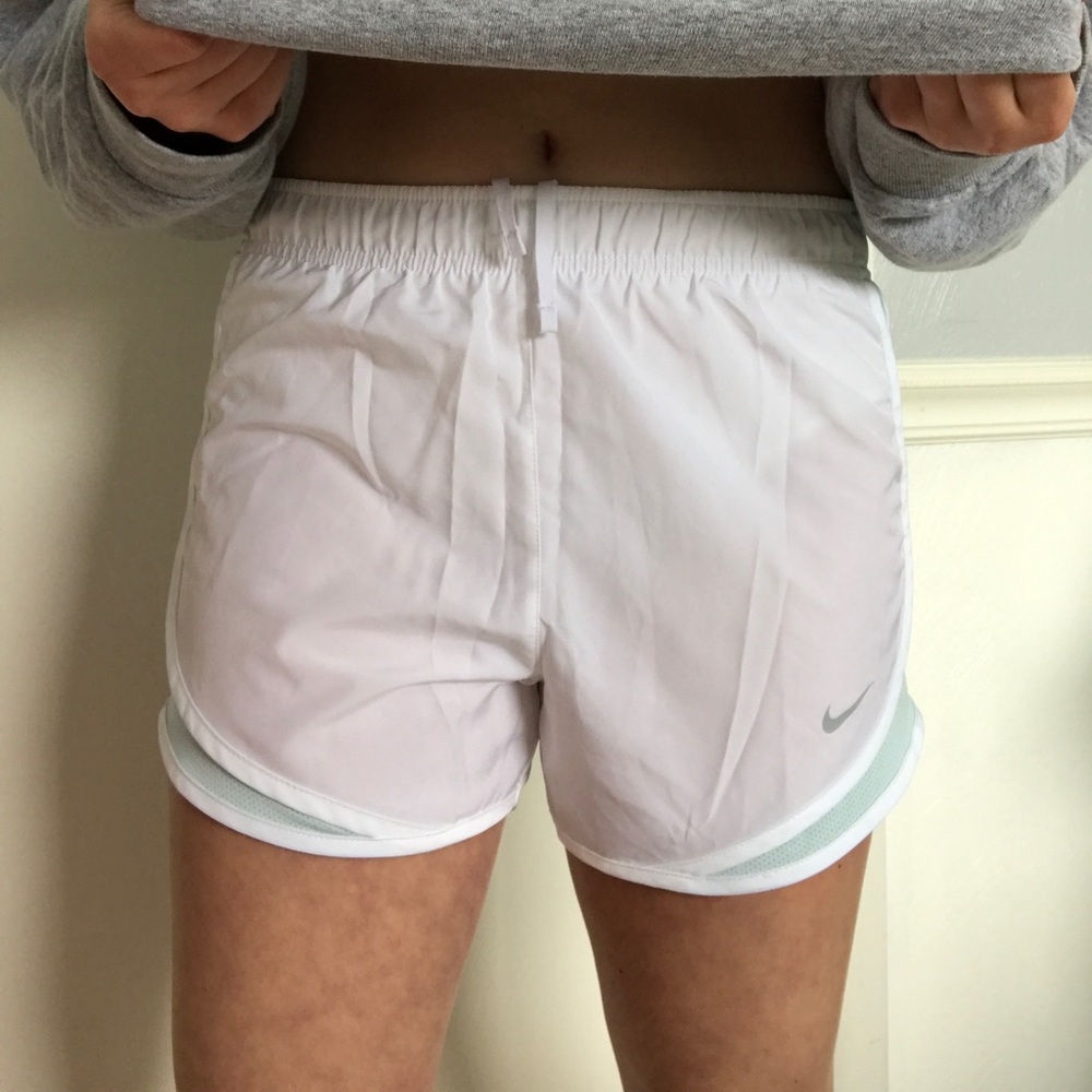 Nike White and Baby Blue Shorts